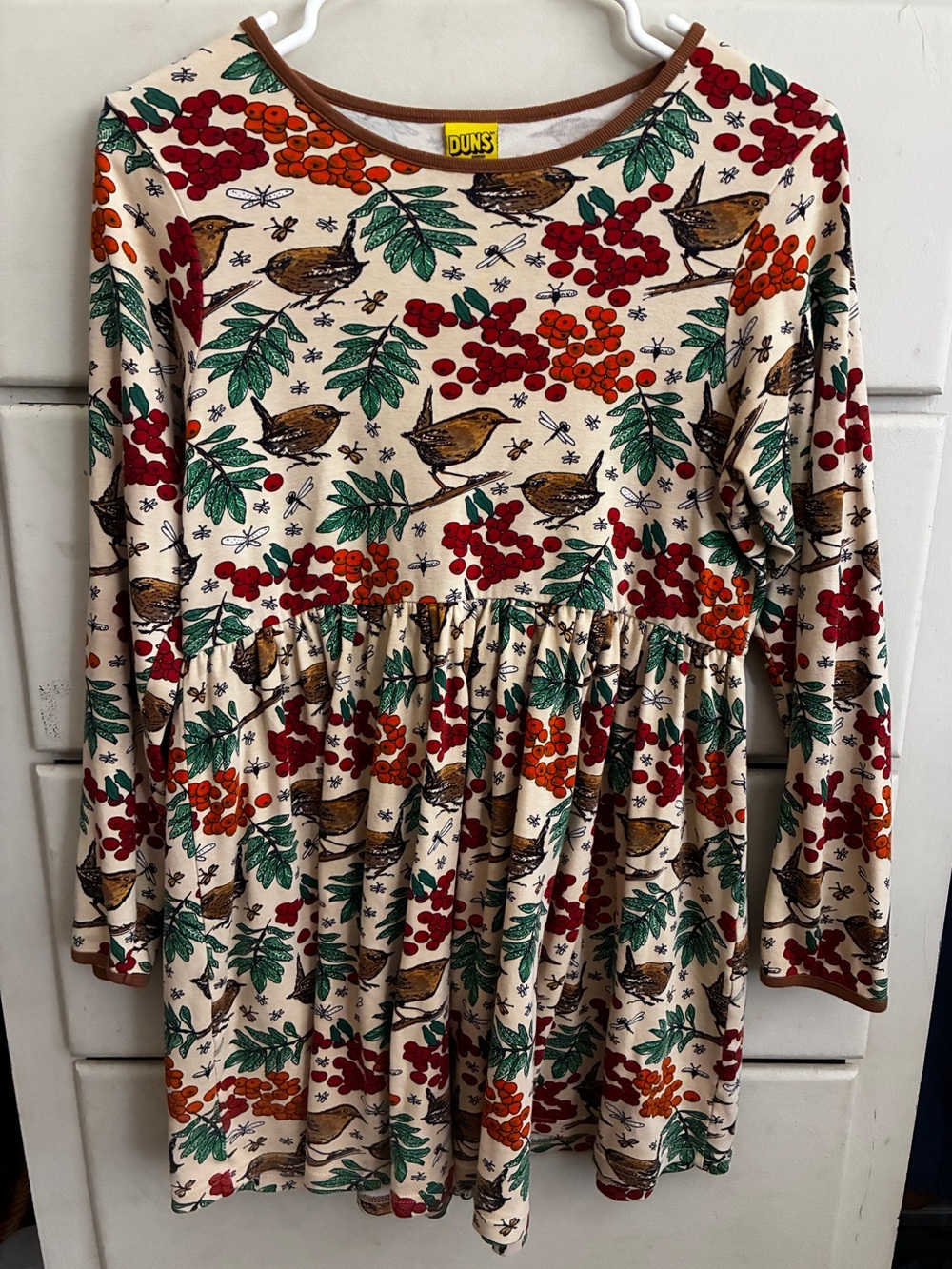 DUNS Sweden Girls Cream Rowanberry Long-Sleeve Dress